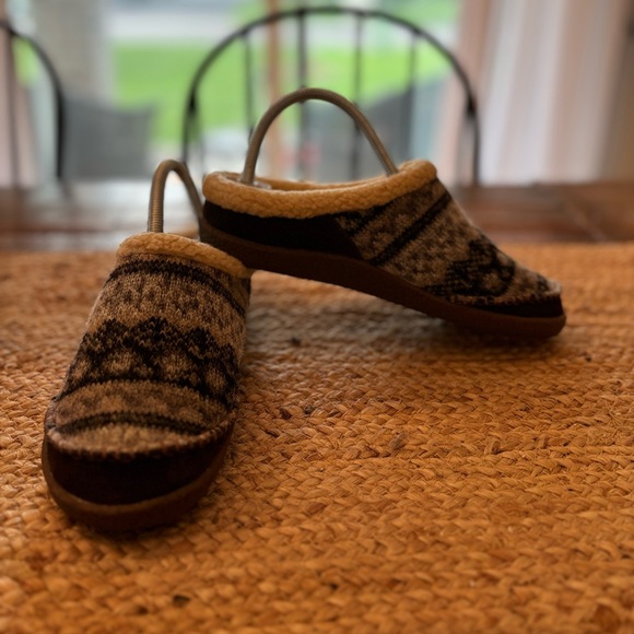 Acorn Faiisle Clog Slipper On Brown/Tan House Slippers Comfort‎ Shoes 7 - Picture 1 of 11